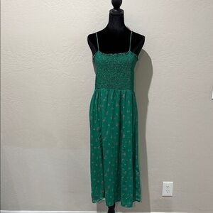 RESA Green Midi Dress with Floral Pattern